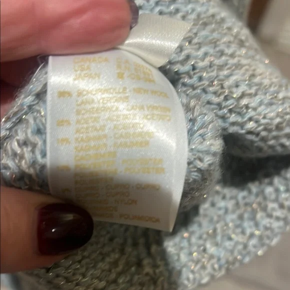 Escada Gray and Blue Knit Cardigan with built in Scarf and long sleeve sweater38 - Picture 8 of 8